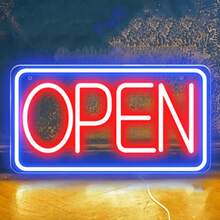 1ps LED OPEN 霓虹灯，USB 供电霓虹灯，适用于俱乐部、商务餐厅、咖啡厅、多用途装饰壁挂灯 - open - 查看 8