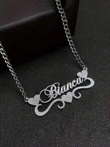 1 szt. Spersonalizowany damski naszyjnik z tekstem, matowe wykończenie, stal nierdzewna, łańcuszek NK, styl retro streetwear, wisiorek z angielskim imieniem, prezent na Dzień Matki, prezent urodzinowy, nadaje się do noszenia na co dzień