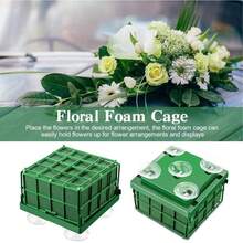 3/4/6/12 Pack Square Foam Flower Cage Hanging Boxes SDurable Floral Foam Cage Block Stand Reusable Wet Floral Blocks Cage With Suction Cups For Home Birthday Party Wedding Themed Party Flower Arrangements Table Decorations Wedding Car Decorations - Green - View 7