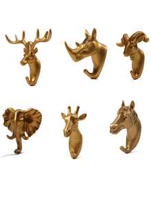 1 Pieza Gancho Creativo con Forma de Cabeza de Animal para Colgar en la Pared, Decoración para el Hogar, Capacidad Máxima de Carga 2kg, Gancho Multifuncional para Toallas, Bolsas, Vuelta al Colegio - Multicolor - Ver 7