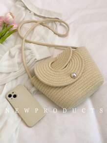 low tea 1 pieza Bolso de hombro de unicolor de tela de PU CHAIKA & KILTER, bolso de hombro de moda vintage tejido, cierre a presión, correa ajustable para el hombro o cruzado, adecuado para uso diario y al aire libre