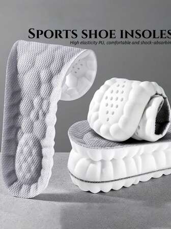 1 Pair Soft, High Elastic, Breathable Insoles For Men And Women, Shock Absorption And Arch Support For Athletic Shoes, Casual Shoes