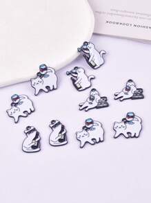 10pcs Mixed Cat Design Wine Glass Drip Oil Zinc Alloy Jewelry Pendant, Earring, Necklace Accessories