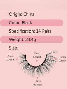 LIMEIKAI 14 Paar 14mm 3D Kunstmink Wimpern, natürliche flauschige Katzenaugen zarte Wimpernsets, geeignet für Partys, Bälle und weitere Anlässe