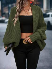 Winter Fashion Casual Elegant Crochet Solid Color Daily Holiday Batsleeve Women's Cardigan Sweater