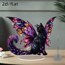 2D/平面 DIY 钻石艺术画套装、桌面装饰特殊形状钻石桌面装饰、家居立式宝石绘画工艺套装、波西米亚风格配饰、钻石猫圣帕特里克节礼物、家居桌面装饰、适合情人节和新年礼物