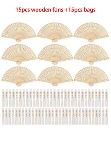 40/30/20/10 件木制婚礼扇，个性化雕花木制折叠扇，带欧根纱袋包装，优雅的木制扇子，适合婚礼回礼、新娘派对表演、宾客礼物、新娘季，非常适合婚礼、新娘送礼会、生日和家居装饰