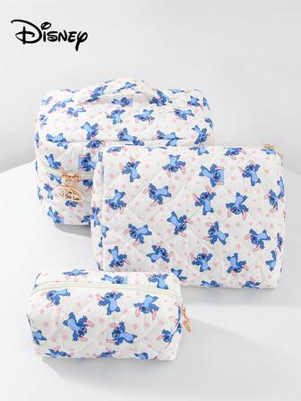 Disney 1 件官方*史迪奇卡通设计史迪奇图案大容量收纳袋、卡通儿童洗漱包、学生创意化妆品旅行收纳包、迷你手提包和手机袋、洗漱包可爱卡通人物大容量化妆品护肤品收纳袋圣诞节万圣节生日惊喜礼物送给家人和朋友史迪奇爱好者秋季大学必备旅行必需品假日度假旅行包女士化妆包化妆收纳包