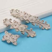 1pc Solid Zinc Alloy Cabinet/Drawer Pull Handle, Floral European Style Dresser Knob, Luxury Palace Design Furniture Bedroom Wardrobe Door Handles, Drawer Pulls - White - View 4