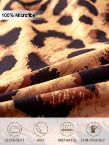 3pcs Leopard Print Bedding Set, Soft & Skin-Friendly Bed Linens, Includes 1 Duvet Cover & 2 Pillowcases - Multicolor - View 6
