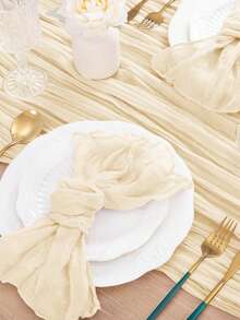 35x71/118 Inch Boho Style Sheer Table Runner, Rustic Cotton Fabric Long Romantic Table Runner For Wedding, Bridal Shower, Birthday Party Table Decor (Beige) - Beige - View 6
