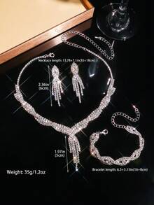 Fashionable Tassel Elegant Jewelry Necklace Set, Minimalist High-End Bridal Jewelry For Daily Wear And Wedding