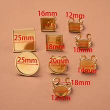 4 anéis ajustáveis de aço inoxidável, diâmetro interno de 10-25 mm, cor dourada, base com pedras preciosas, bandejas redondas, quadradas e retangulares, adequados para joias DIY