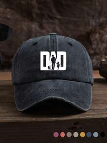 1 Stück Herren Outdoor lässige Mode "DAD" Silhouette Hund spazierengehen Grafik weich & atmungsaktiv verstellbare Baseballkappe, geeignet für den täglichen Gebrauch
