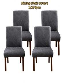 1/2/4pcs Stretch Dining Room Chair Covers Solid Color Jacquard Universal Chair Slipcovers Non-Slip Home Kitchen Seat Cover For Wedding Banquet Party