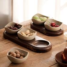 1 件乡村风格陶瓷碗配木盘、糖果盘、坚果盘、小吃碗、装饰性木托盘、适用于餐厅、酒店、咖啡厅、下午茶等场合的餐具 - 彩色 - 查看 7