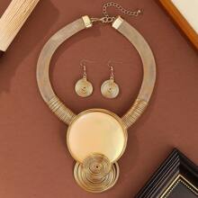 Bohemian Style Handmade Aluminum Wire & Resin Necklace Earring Set, Suitable For Casual, Holiday, Party Wear