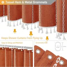 Stall Shower Curtain - 60x72 Narrow Boho Farmhouse Linen Vintage Striped Fabric Shower Curtain Set With 10 Hook, Bohemian Cottage Decorative Heavy Duty Shower Curtains For Bathroom - Burnt Orange - 橘色 - 查看 7