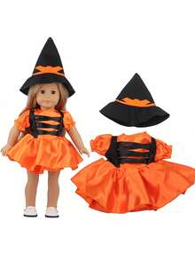 1 conjunto de atuendo de muñeca de Halloween, apto para muñecas bebé renacidas de 18 pulgadas, vestido con estampado de estrella/calabaza, accesorios para muñecas, calcetines para muñecas - conjunto de ropa de halloween - Ver 3