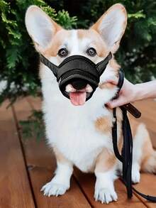 1 件透气网状狗嘴套，快速固定，带可调节带子，防咬防吠宠物嘴套，可调节宠物狗软面罩 - 黑色 - 查看 5