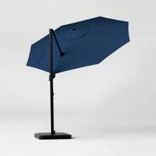 10' Round Solid Offset Outdoor Patio Cantilever Umbrella With Black Pole - Threshold