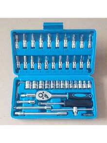 46pcs Upgraded Industrial Portable Socket Wrench Set, Multi-Function Ratchet Torque Wrench And Screwdriver With Tool Storage Box, Suitable For High-End Professional Tool Kit, Such As Car, Bicycle And Motorcycle Repair, Industrial Maintenance, Mechanical Repair, Etc. - Multicolor - View 6