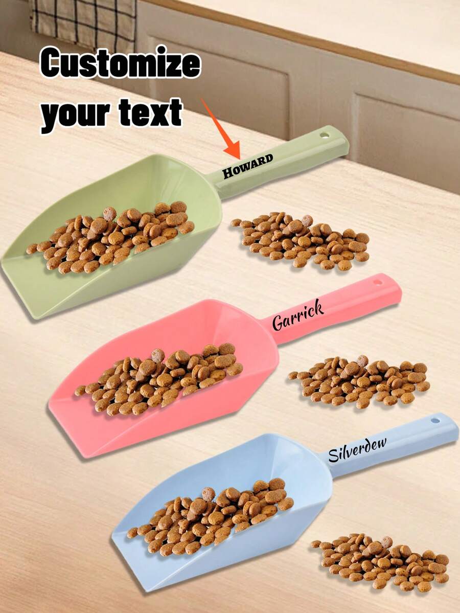 1 件定制文本多功能宠物罐头勺，长柄勺，用于狗和猫粮混合，开罐器勺