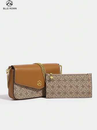 2PCS Chic Chain Strap Crossbody Purse Elegant PU Leather Women Handbag Versatile Mini Ladies Bag With Gold Hardware Fashionable Small Flap Bag Perfect For Daily Use,For Ladies,For Work,For Shopping,For Every Look