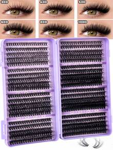 800pcs Eyelash Extension Kit, DIY Eyelash Extension Set, Individual Lash Clusters, D-Curl, Eyelash Cluster Set Includes Eyelash Glue, Remover, And Applicator Brush, Easy For Home Use (30D-40D-50D+60D+80D+100D). Eyelash Cluster Set, Suitable For Travel, Daily Wear (Beginner Friendly), Wedding, Date, Party, Holiday, Also Great For Christmas/Halloween/Gift Eyelash Set. - Black - View 14