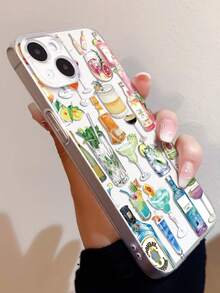 Resort Style 1pc Multi Cocktail Pattern Transparent TPU Anti-Fingerprint Phone Case, Compatible With IPhone, IPhone 11, IPhone 14 Pro Max, IPhone 13 Pro, IPhone 15/15 Plus/15 Pro/15 Pro Max/12/12 Pro/12 Pro Max/14/14 Pro/13 Pro Max And Other Models Waterproof Shockproof Anti-Fall Scratch Resistant - Multicolor - View 2