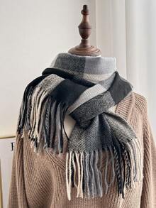 1 pieza Bufanda de mujer de estilo a cuadros, nueva bufanda cálida y dulce/envolvente para el cuello, adecuada para otoño/invierno, gran regalo para mujeres y estudiantes hombres para vestir