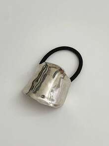 1 件纯色休闲优雅高档铜合金弹性发带，适合所有季节的多功能发带绳配件，马尾辫夹，发圈，发圈