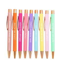 9pcs Funny Offensive Quote Ballpoint Pens With Black Ink - "This Idea Is Trash", "Don't Bother Me", "Dream Crusher", Etc. - Medium Point, Smooth Writing Ballpoint Pens, Suitable For Office And Women, Stationery | Humorous Quote Pens | Metal Surface,School Supplies,Back To School