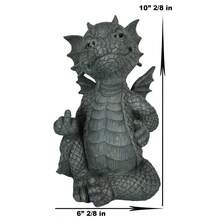 Estatua decorativa de dragón bebé grosero sentado con gesto obsceno, 10.034 cm de altura, para decoración de jardín de hadas - como en la foto - Ver 3