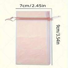 30 个粉色欧根纱礼品袋，2.75 英寸 X 3.54 英寸，适用于珠宝、珠子、派对礼品、婚礼、圣诞节、万圣节、情人节和指甲配件 - 带装饰丝带的透明织物袋