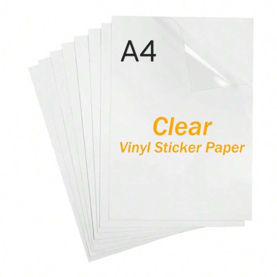 100 Sheets Of A4 Size Transparent Vinyl Sticker Paper, Non-Waterproof, Self-Adhesive For Inkjet Printers, Functional Labels For Home Use (8.3x11.7inch)