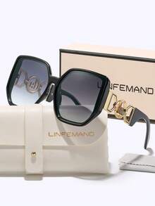 LINFEMAND Extra Large Square Decorative Fashion Fashion Glasses For Women, Brand Designer Designed For Summer, Holiday Gift - Multicolor - View 14