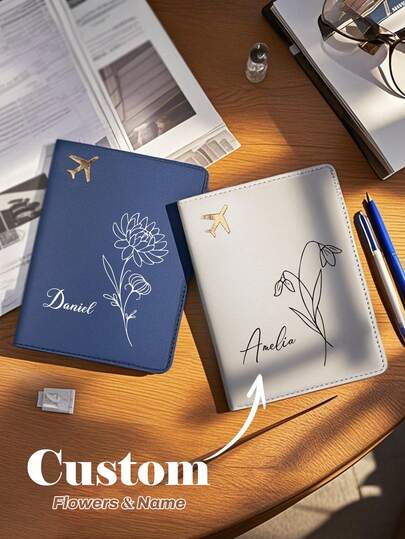 Anpassat personligt passfodral, blommönster passfodral med anpassad namntext, elegant reseplånbok, unik resepresent, jubileumspresent, julklapp, högtids-/semesterpresent, enkelt läderpassfodral, allsidig, stor kapacitet, mångsidig, multifunktionell, färgglad, söt, bedårande, begränsad, rolig, kawaii, år 2000, minimalistisk, pendling, affärsmässig casual, grundläggande, anpassad, personlig, unik, anpassad, perfekta presenter till honom, perfekta presenter till henne, henne, familj, vänner, flickvän, för årsdagar, för födelsedagar, för högtider/semester, för utomhusbruk/utflykter/resor/vandring/stadion/sport/klättring, för affärer/pendling/arbete/kontor, delikat romantik, alla hjärtans dag-väskor för damer, nyårsglamour