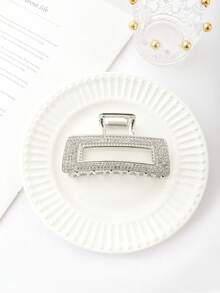 1 Stück Haarklammer aus Metall mit Strass-Quadrat-Ausschnitt, Strass-Haarklammer, elegante und stilvolle tägliche Haarzubehör für Frauen, Modehaarclips für Herbst/Winter, für Urlaubsoutfits Frau