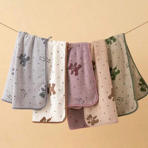 Large Thick & Soft Absorbent Coral Fleece Baby Bear Pattern Bath Towel, Suitable For Home And Business Use, Gift Shower Towels For Beaty Salon, Hotel Sports,Home Essentials, Towel, Skin Care
