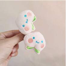2 chiếc kẹp tóc hình quả dâu tây màu hồng dễ thương bằng vải nhung, kẹp tóc mái cho nữ - Hồng - Xem 7