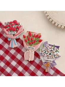 1pc Resin Flower Bouquet Refrigerator Magnet Decoration - Multicolor - View 7