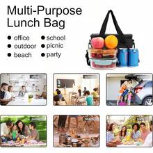 Local Shipping-Femuar Reusable Lunch Box For Men/Women - Insulated Lunch Bag Leakproof Lunchbox For Work Office Picnic Beach - Freezable Lunch Cooler Bag With Adjustable Shoulder Strap - Black - 黑色 - 查看 7