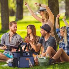 Local Shipping-Femuar Reusable Lunch Box For Men/Women - Insulated Lunch Bag Leakproof Lunchbox For Work Office Picnic Beach - Freezable Lunch Cooler Bag With Adjustable Shoulder Strap - Black - 04-藍色 - 查看 7