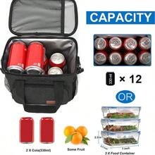 Local Shipping-Femuar Reusable Lunch Box For Men/Women - Insulated Lunch Bag Leakproof Lunchbox For Work Office Picnic Beach - Freezable Lunch Cooler Bag With Adjustable Shoulder Strap - Black - 2-Charcoal - 查看 3
