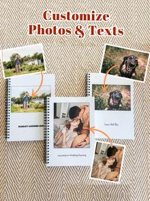 1本定制照片文字笔记本 - 个性化封面螺旋笔记本，可添加照片和文字，适用于婚礼策划、园艺日记、宠物笔记、日常记录或礼物纪念册、个性化礼物、节日装饰，完美的返校礼物