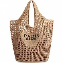 Hatisan Straw Beach Bag For Women Summer Woven Beach Tote Bag Shoulder Handbags Boho Bag - A-kaki - Xem 1