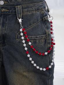 1 pieza Cadena para pantalones de estilo urbano y hip hop con colgante de bola de , cadena corporal hecha a mano, accesorio unisex para jeans y ropa casual - Multicolor - Ver 6