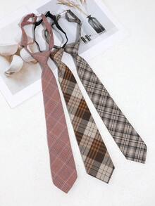 1 件女士休闲条纹格子印花 JK 学院风领带，适合学校、日常、旅行、派对、衬衫搭配、度假 - 彩色 - 查看 2