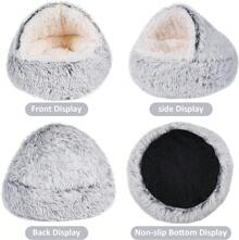 Pet Dog Cat Bed Round Plush Kitten Warm Sleeping Nest Bed Cat Cave House